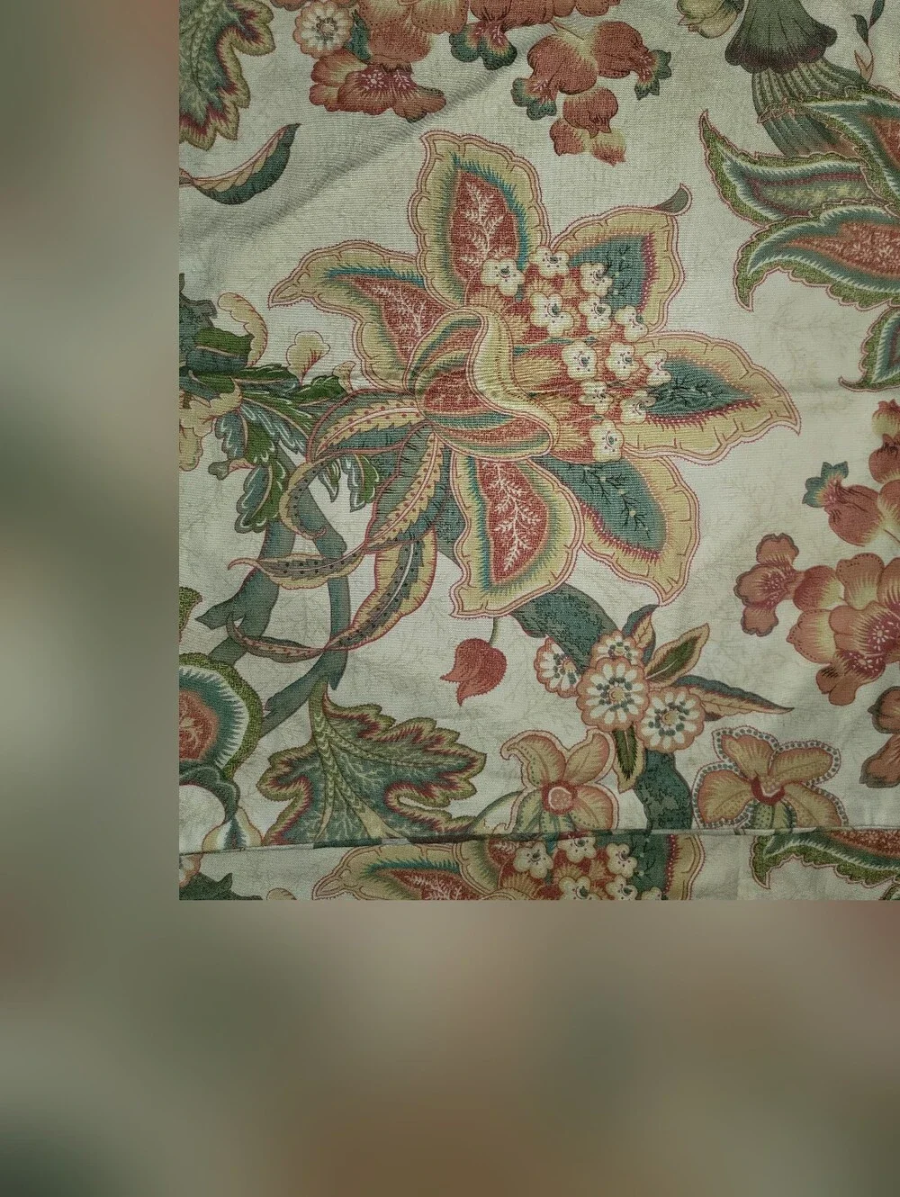 Pottery Barn 20X20 Floral Jacobean Throw Pillow Cover in Cream, Coral & Green